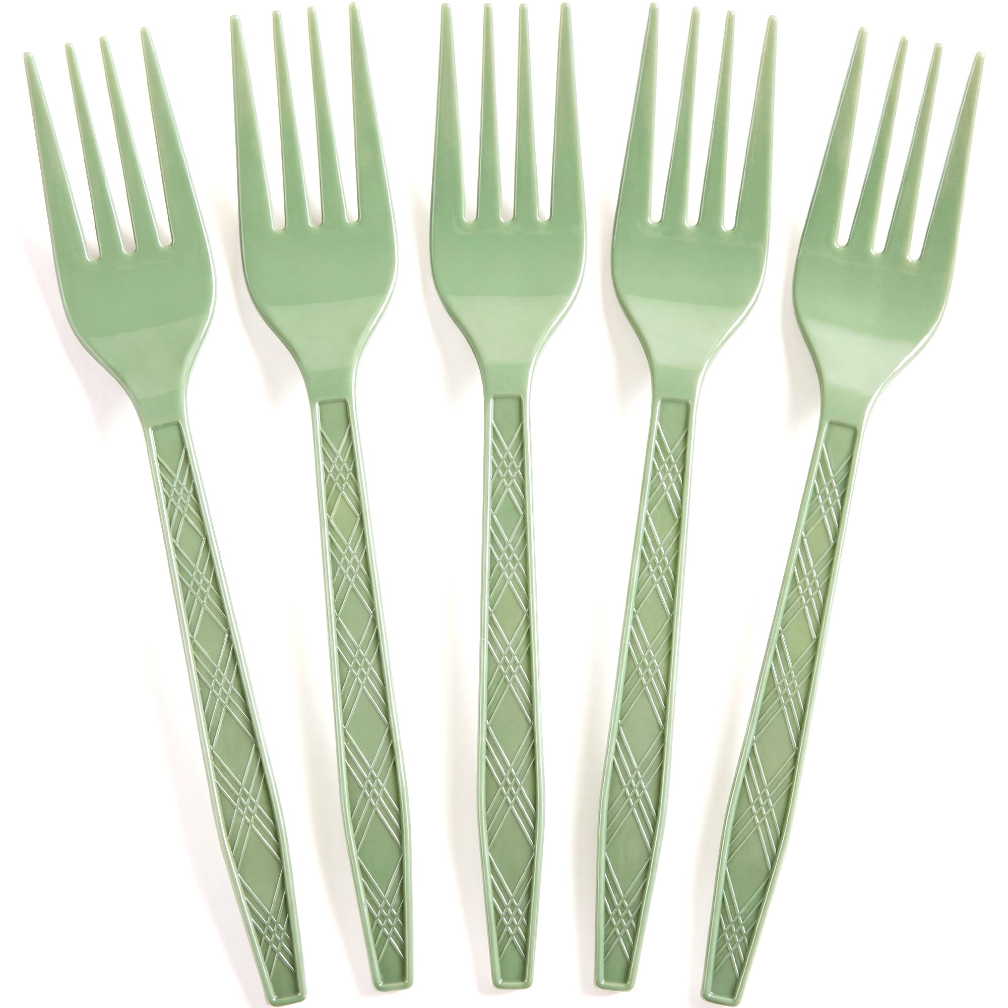 Solvya 10 Pieces Sage Green Plastic Forks 6.3 Inch Disposable Plastic Utensils Heavy Duty Flatware for Birthday Wedding Baby Shower Party, Picnic