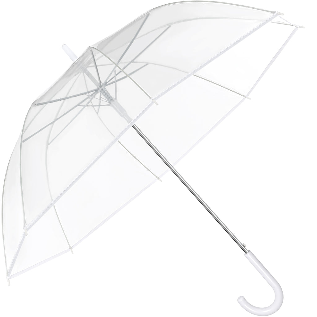 Solvya Clear Bubble Umbrella Transparent Round Umbrella Auto Open Large Stick Umbrellas with J-Handle for Wedding, Daily Use and Outdoor Events