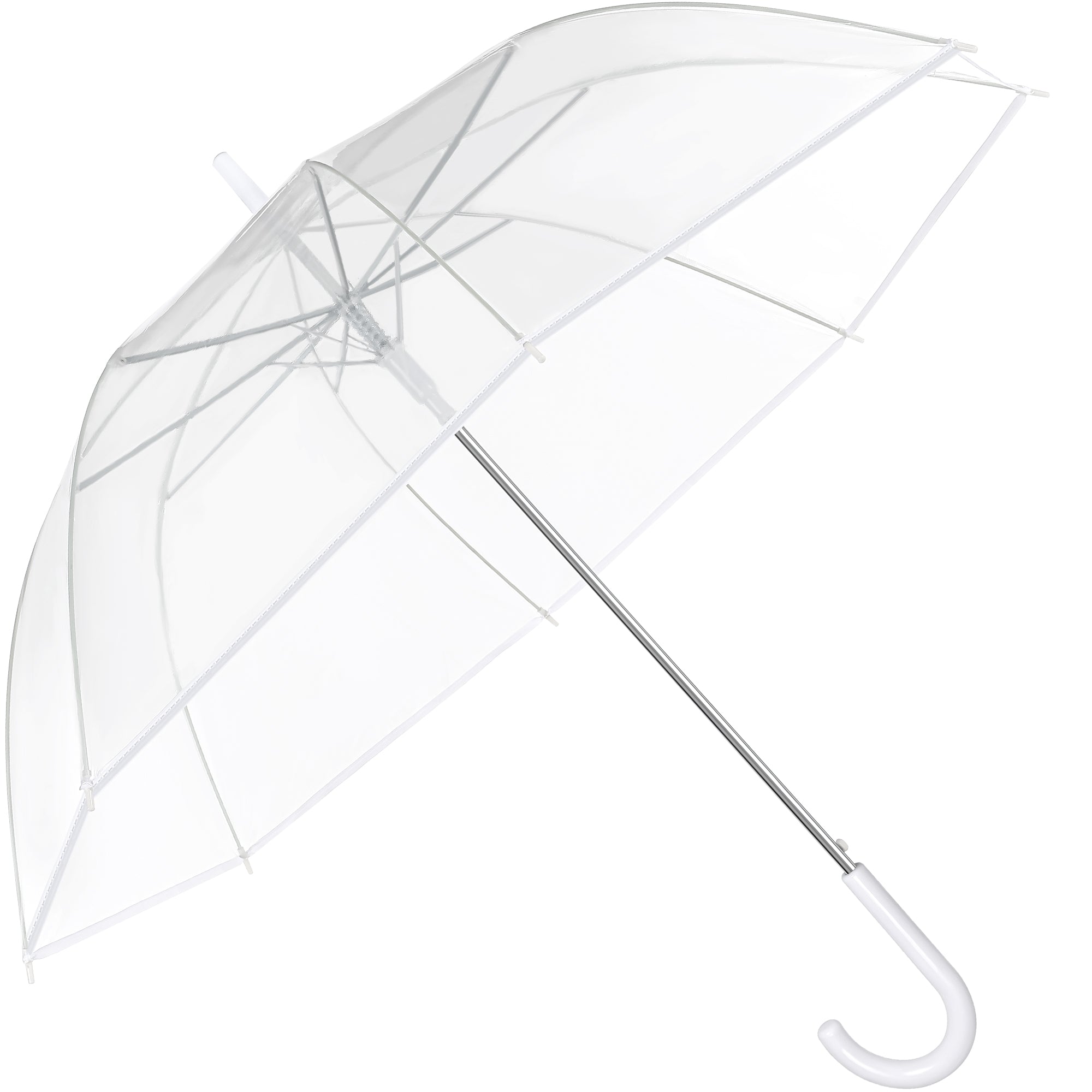 Solvya Clear Bubble Umbrella Transparent Round Umbrella Auto Open Large Stick Umbrellas with J-Handle for Wedding, Daily Use and Outdoor Events