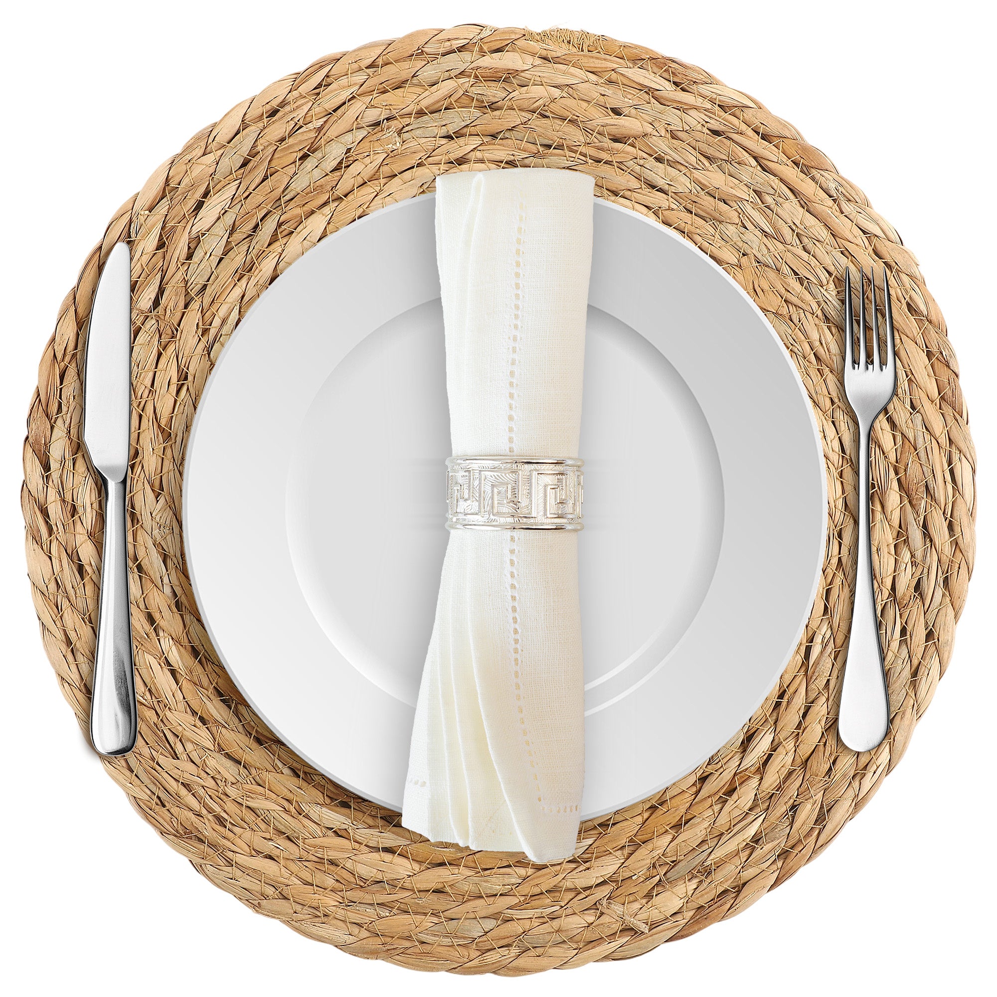Solvya Round Woven Placemats 12 Inch Farmhouse Rustic Place Mats Natural Hand-Woven Water Hyacinth Table Mats for Home Wedding Dining Table Decor