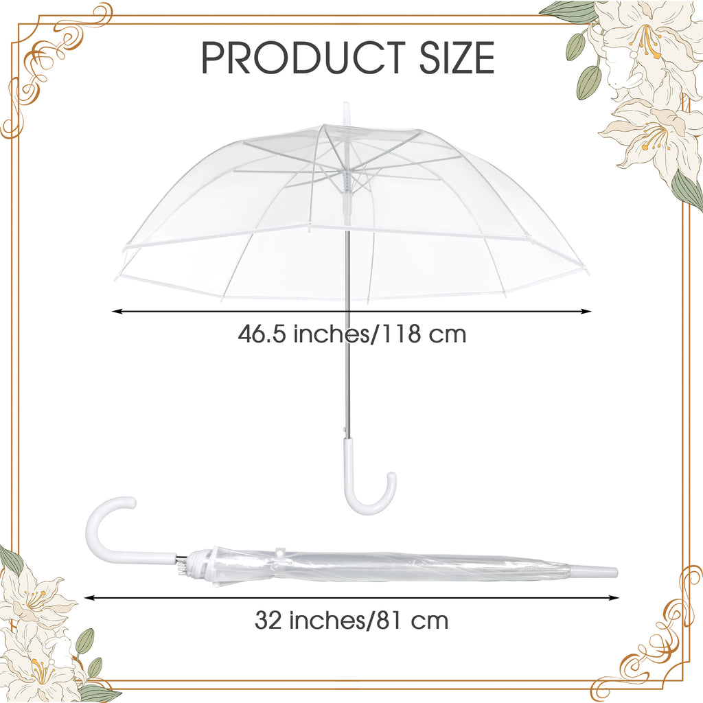 Solvya Clear Bubble Umbrella Transparent Round Umbrella Auto Open Large Stick Umbrellas with J-Handle for Wedding, Daily Use and Outdoor Events
