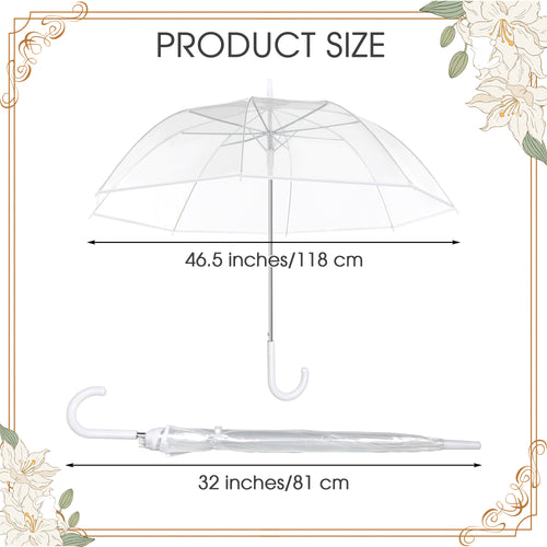 Solvya Clear Bubble Umbrella Transparent Round Umbrella Auto Open Large Stick Umbrellas with J-Handle for Wedding, Daily Use and Outdoor Events