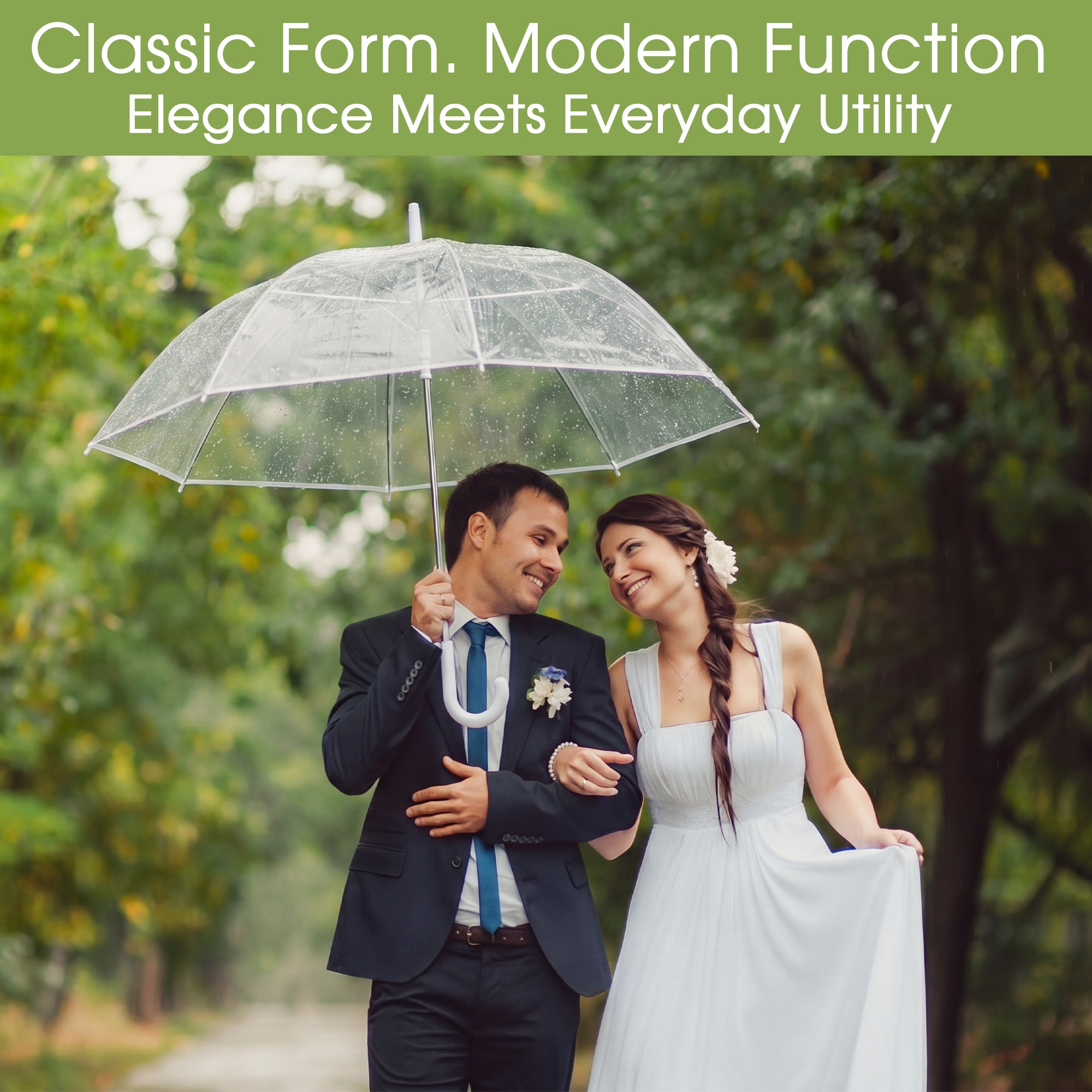 Solvya Clear Bubble Umbrella Transparent Round Umbrella Auto Open Large Stick Umbrellas with J-Handle for Wedding, Daily Use and Outdoor Events